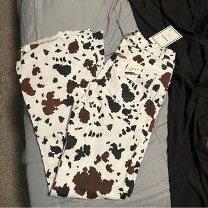 Cow print flare pants